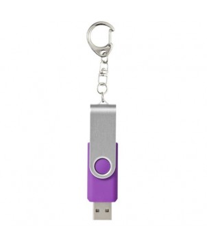 Clé USB rotative avec porte-clés 32 Gb - Violet | Clé USB publicitaire | PRINTECOM