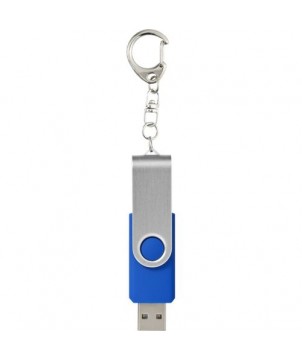 Clé USB rotative avec porte-clés 2 Gb - Bleu royal | Clé USB publicitaire | PRINTECOM