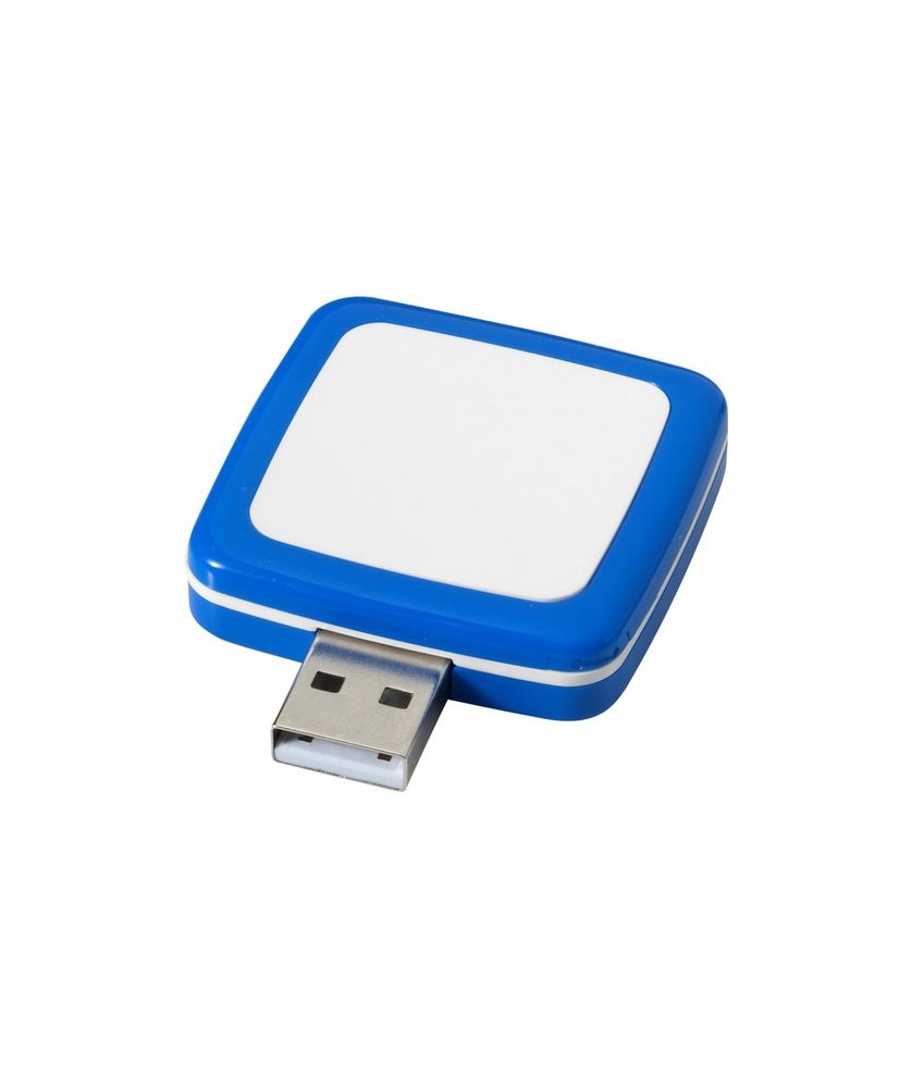 Clé USB rotative square 16 Gb - Bleu | Clé USB publicitaire | PRINTECOM