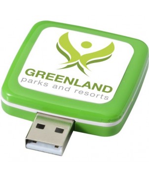 Clé USB rotative square 8 Gb - Vert | Clé USB publicitaire | PRINTECOM