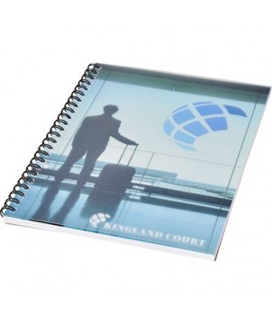 Cahier Desk-Mate® A5 à spirales avec couverture polypropylène noir 50 pages | Carnet personnalisé | PRINTECOM