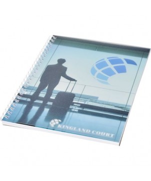 Cahier Desk-Mate® A5 à spirales avec couverture polypropylène blanc 100 pages | Carnet personnalisé | PRINTECOM