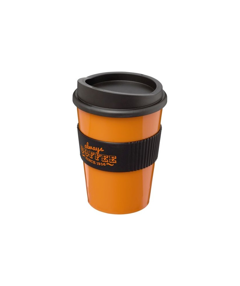 Mugs Publicitaires Personnalisés - Gobelet Americano® Medio 300ml avec bandeau antidérapant - Noir | PRINTECOM