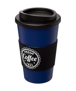 Gobelet isolant Americano® 350ml avec bandeau antidérapant - Noir | Mugs publicitaires | PRINTECOM