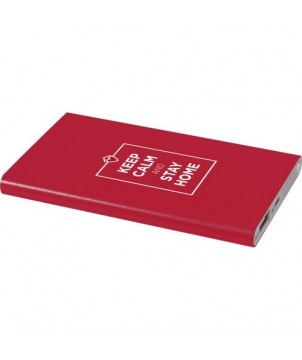 Batterie de secours en aluminium 4000 mAh Pep - Rouge | Chargeurs et batteries publicitaires | PRINTECOM