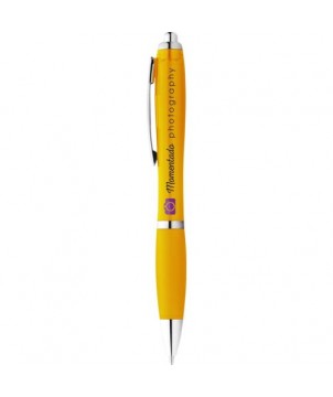 Stylo bille avec corps et grip colorés Nash jaune | Stylos Publicitaires Personnalisés | PRINTECOM