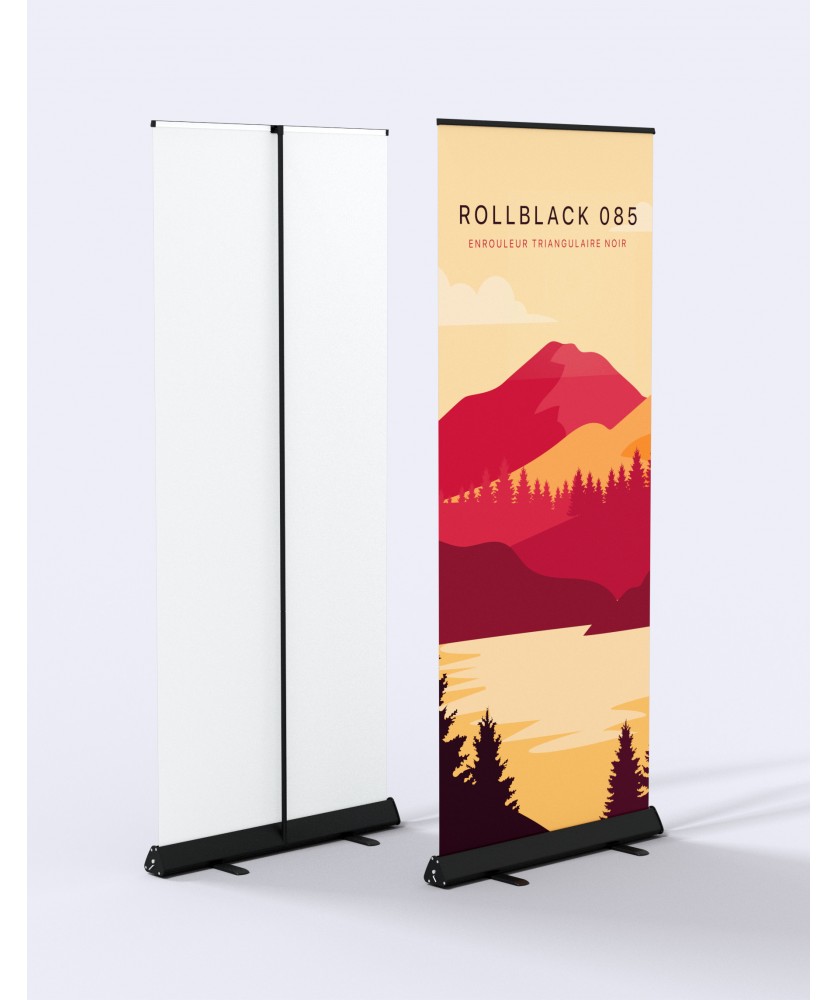 Kakémonos, X-Banners et Enrouleurs - Enrouleur Aluminium noir 80x200cm + sac | PRINTECOM