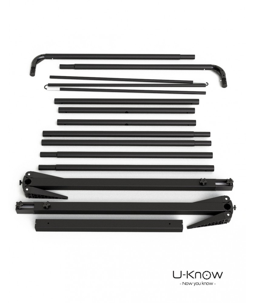 Stands et comptoirs d'accueil - Stand aluminium noir 240x230cm + sac | PRINTECOM