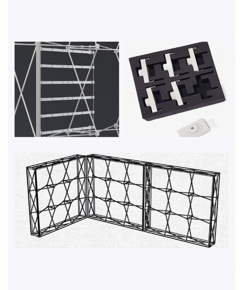 Stands et comptoirs d'accueil - Structure Stand SEG 240x240 R° seulement | PRINTECOM