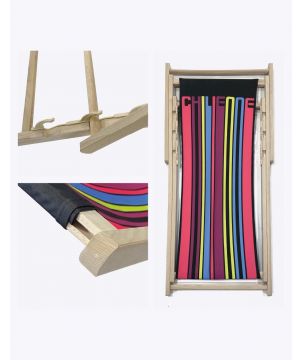 Chaise longue en bois personnalisée toile 46 x 142 cm