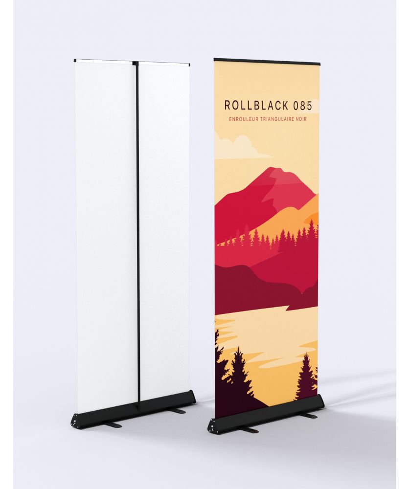 Enrouleur / Roll-up publicitaire aluminium noir 80 x 200 cm