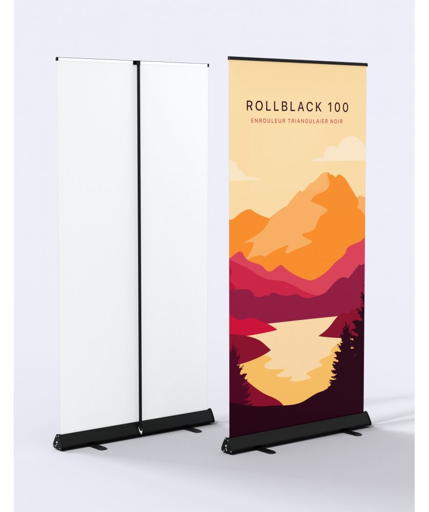 Enrouleur / Roll-up publicitaire aluminium noir 100 x 200 cm Kakémonos, X-Banners et Enrouleurs publicitaire