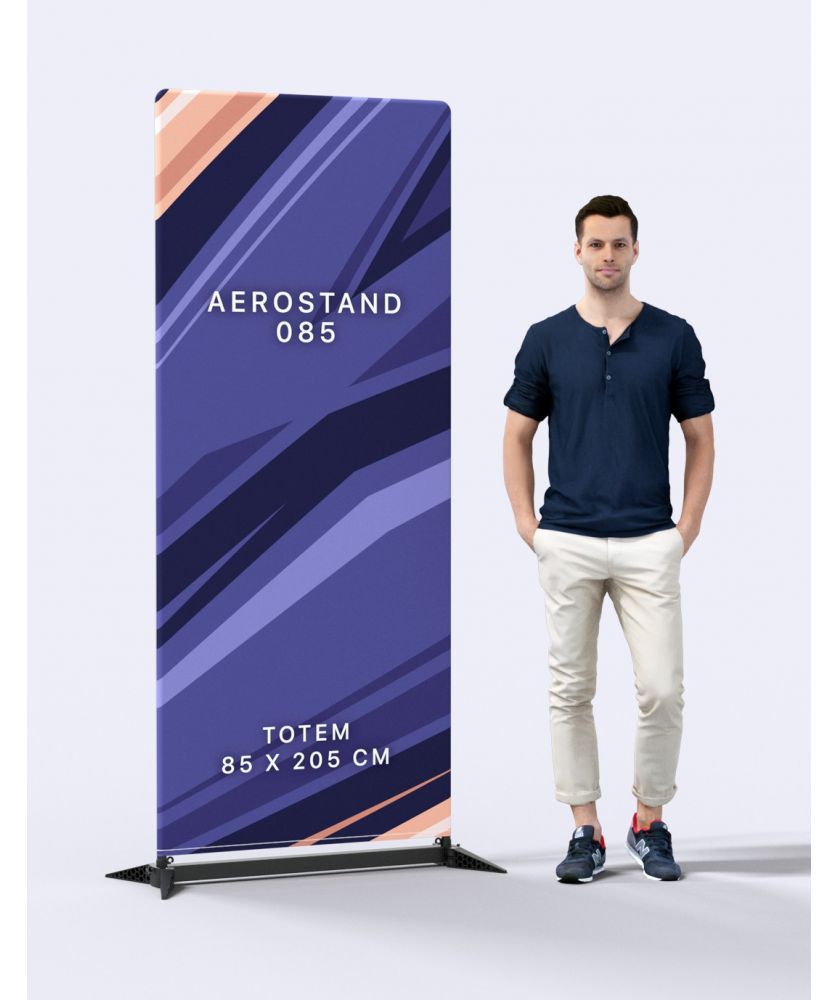 Stand aluminium noir Aerostand 85 x 200 cm Stands et comptoirs d'accueil publicitaire