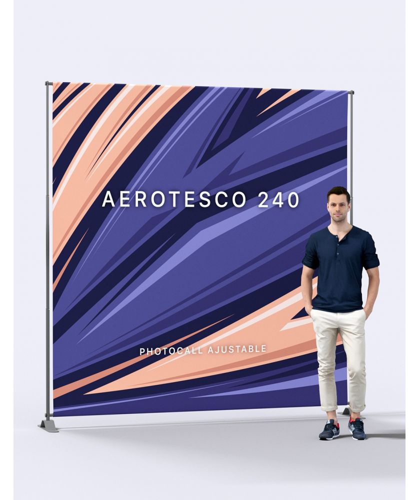 Photocall télescopique Aerotesco 240 cm Stands et comptoirs d'accueil publicitaire