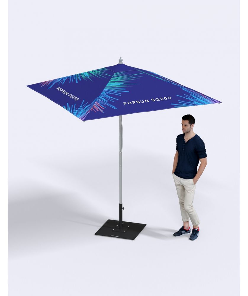 Parasol personnalisé Popsun carré aluminium 2 x 2 m Mobilier Évènementiel publicitaire