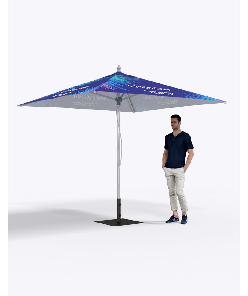 Parasol personnalisé Popsun carré aluminium 3 x 3 m Mobilier Évènementiel publicitaire