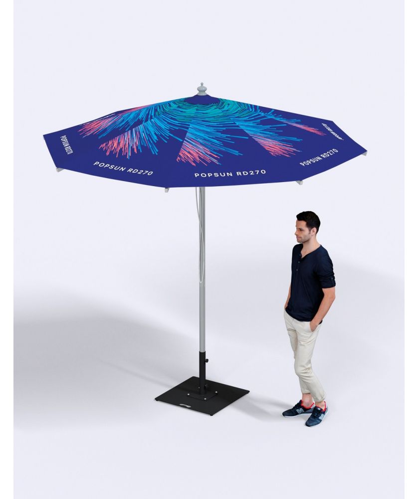 Parasol personnalisé Popsun rond aluminium 2,7 x 2,7 m Mobilier Évènementiel publicitaire