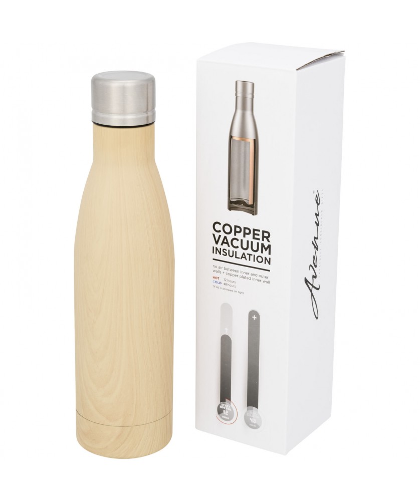 Bouteilles isothermes - Bouteille isotherme Vasa imitation bois sous vide avec couche de cuivre de 500 ml | PRINTECOM
