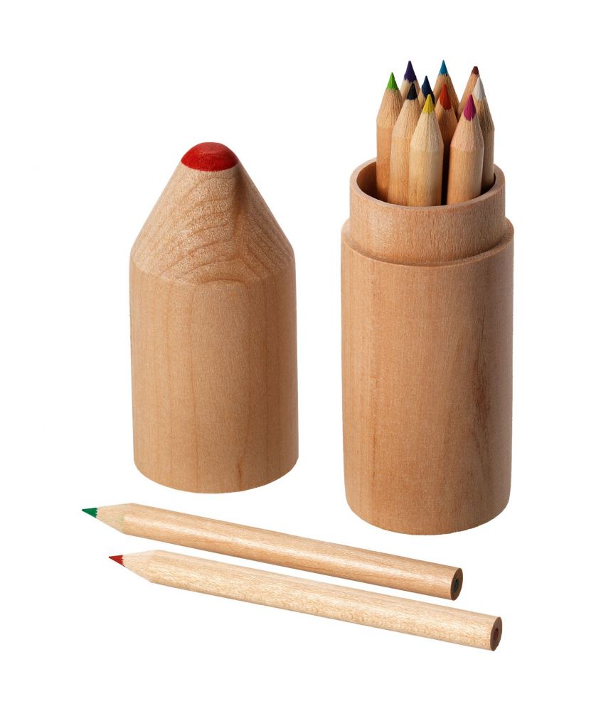 Set de 12 crayons de couleur en boîte bois personnalisé Bossy