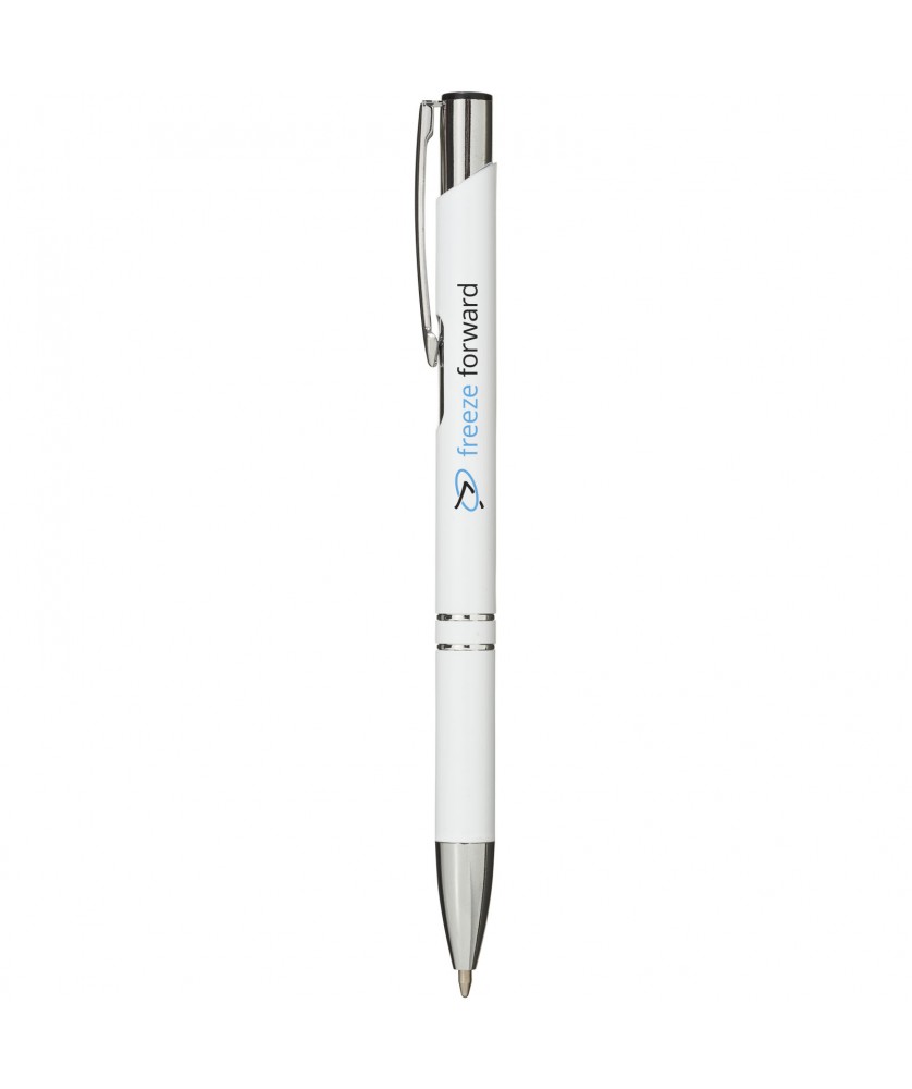 Stylos - Stylo bille rétractable en aluminium Moneta (encre bleue) | PRINTECOM