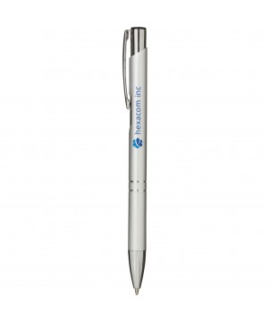Stylos - Stylo bille rétractable en aluminium Moneta (encre bleue) | PRINTECOM