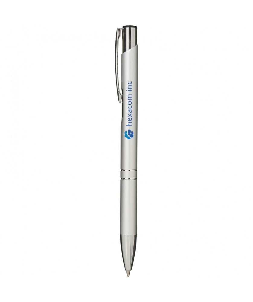 Stylos - Stylo bille rétractable en aluminium Moneta (encre bleue) | PRINTECOM