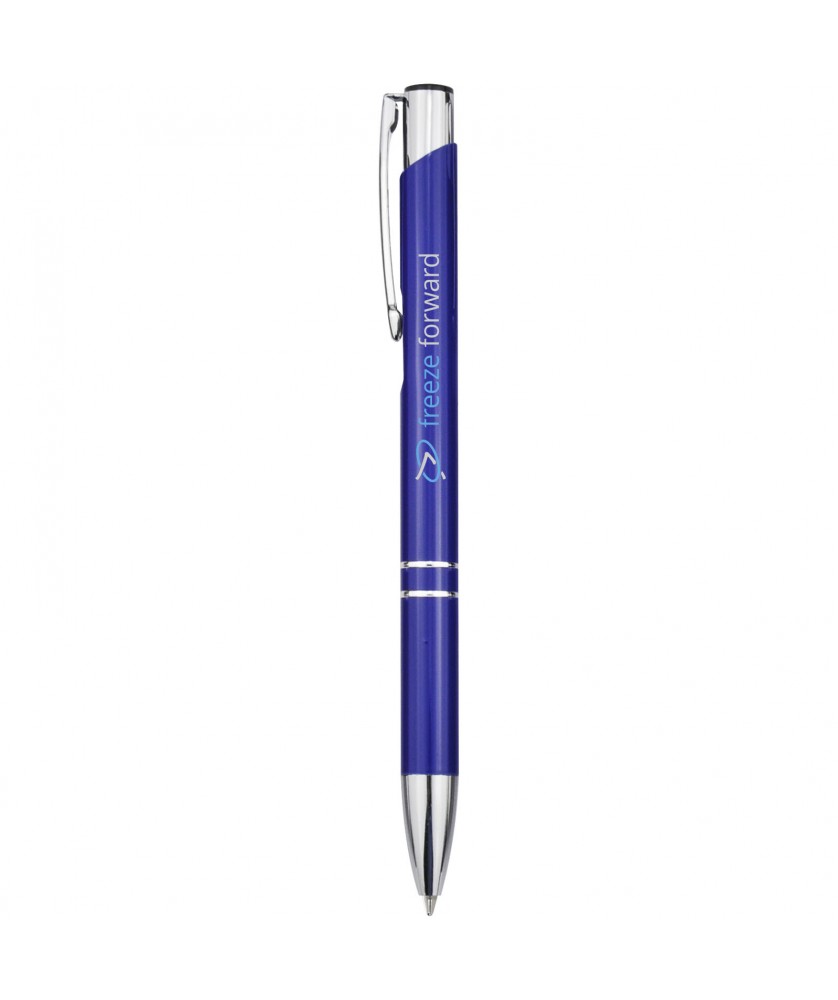 Stylos - Stylo bille rétractable en aluminium Moneta (encre bleue) | PRINTECOM