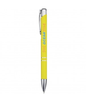 Stylos - Stylo bille rétractable en aluminium Moneta (encre bleue) | PRINTECOM