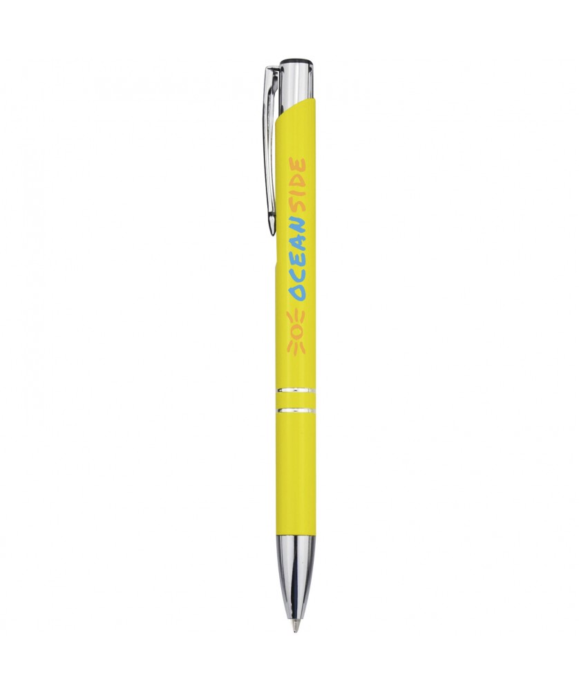Stylos - Stylo bille rétractable en aluminium Moneta (encre bleue) | PRINTECOM