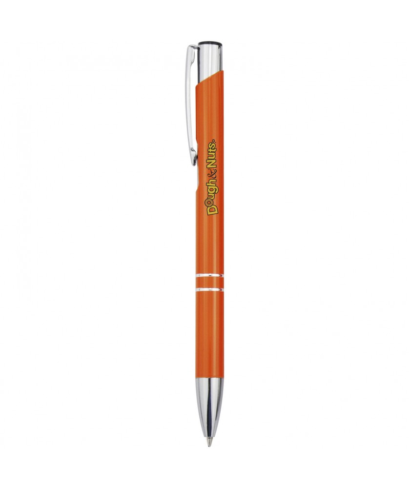Stylos - Stylo bille rétractable en aluminium Moneta (encre bleue) | PRINTECOM