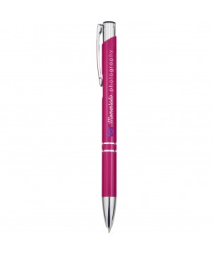 Stylos - Stylo bille rétractable en aluminium Moneta (encre bleue) | PRINTECOM