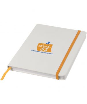 Carnet A5 blanc élastique de couleur personnalisé Spectrum Carnets publicitaire