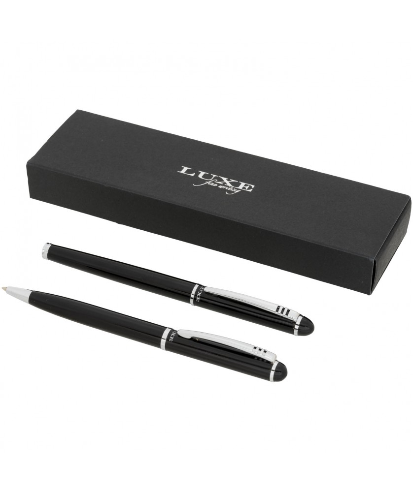Parure de stylos bille et roller Andante personnalisée (encre noire) Stylos publicitaire