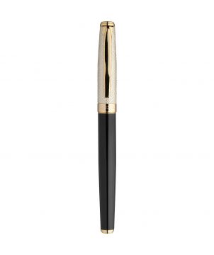 Stylo roller doré finition cuir personnalisé Doré (encre noire) Stylos publicitaire