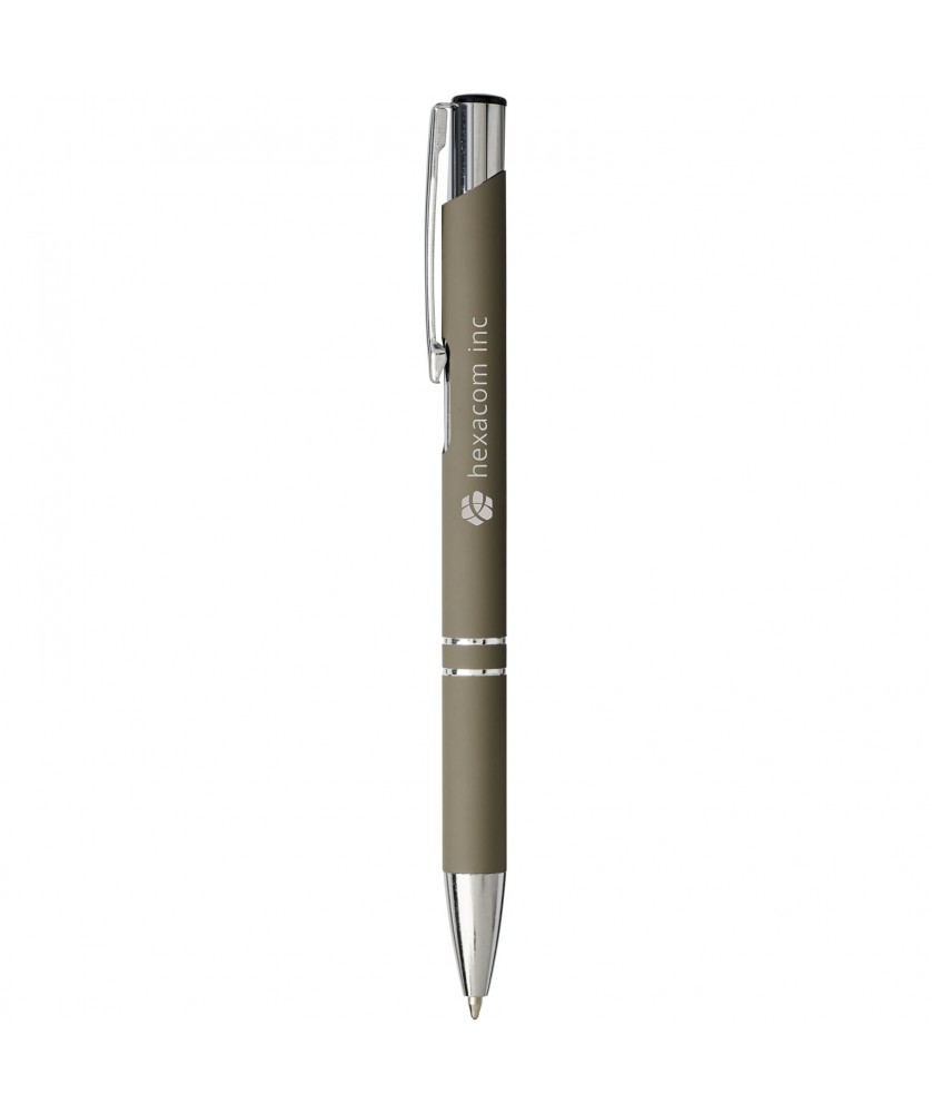 Stylos - Stylo bille rétractable doux au toucher Moneta (encre noire) | PRINTECOM