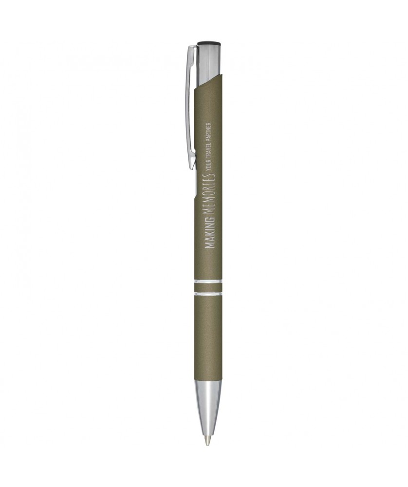 Stylos - Stylo bille rétractable doux au toucher Moneta (encre noire) | PRINTECOM