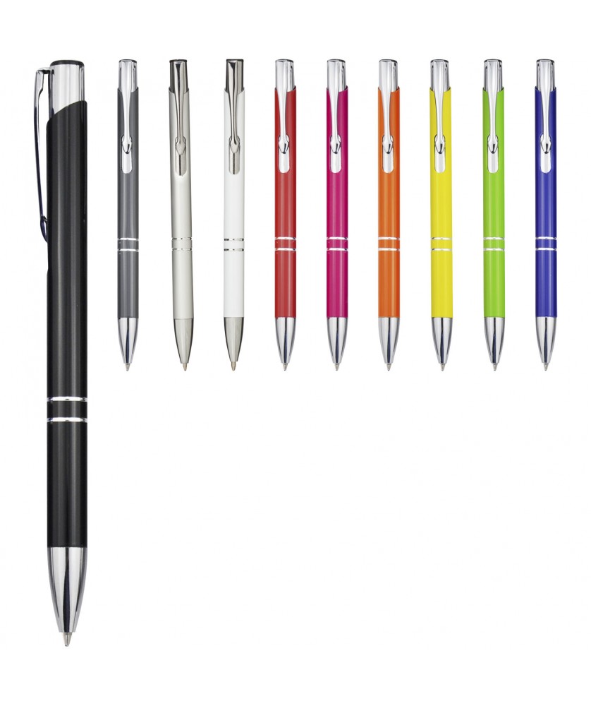 Stylo bille en aluminium personnalisé Moneta (encre noire) Stylos publicitaire
