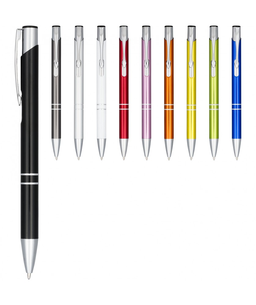 Stylo bille en aluminium anodisé personnalisé Moneta (encre noire) Stylos publicitaire