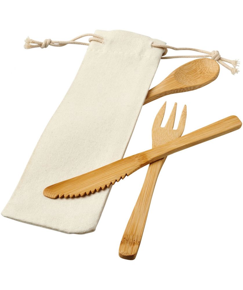 Ensemble de couverts en bambou personnalisé Celuk Ustensiles de cuisine publicitaire