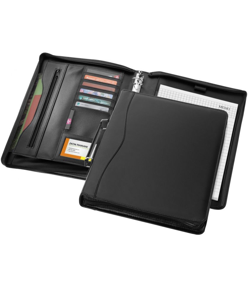 Conférencier serviette A4 zippé personnalisé Ebony