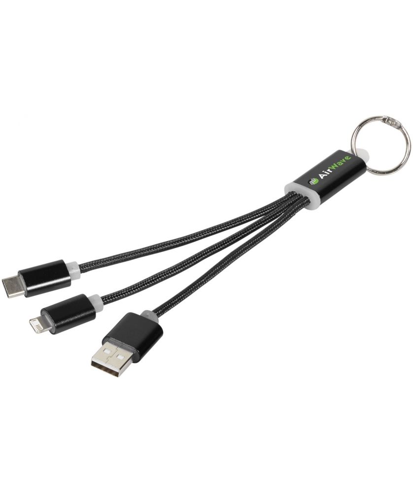 Câble de charge 3 en 1 porte-clés en métal personnalisé Metal Porte-clés publicitaire