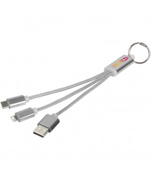 Porte-clés - Câble de chargement 3-en-1 avec porte-clés Metal | PRINTECOM