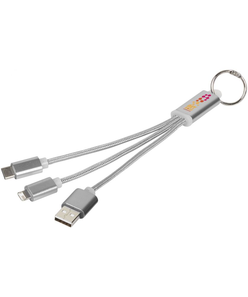 Câble de charge 3 en 1 porte-clés en métal personnalisé Metal Porte-clés publicitaire