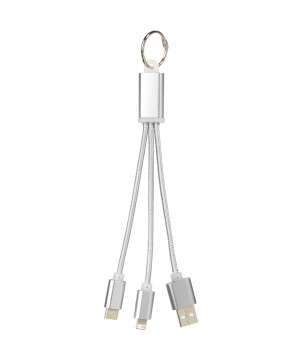 Porte-clés - Câble de chargement 3-en-1 avec porte-clés Metal | PRINTECOM