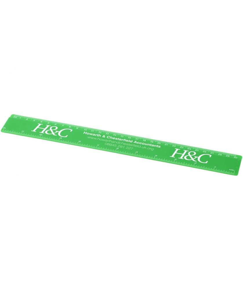 Règle 30 cm en plastique personnalisée Renzo Règles, Cutters et Calculatrices publicitaire