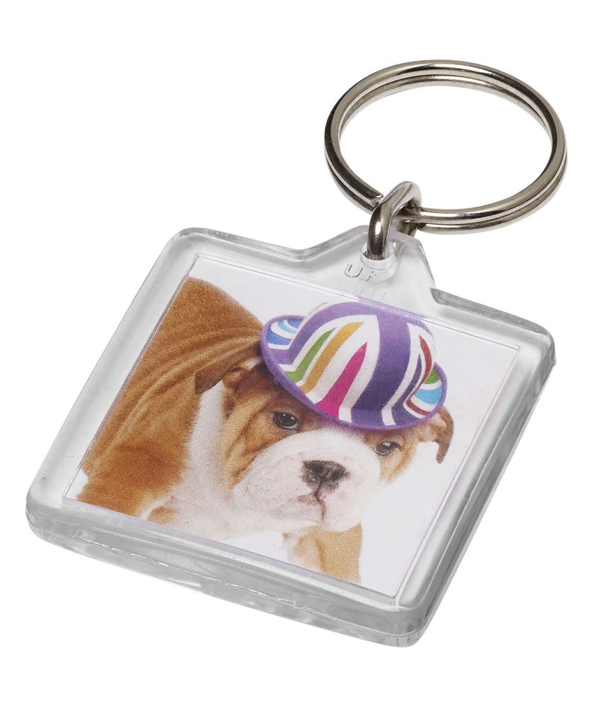 Porte-clés carré transparent à insert personnalisé U1 Vial Porte-clés publicitaire