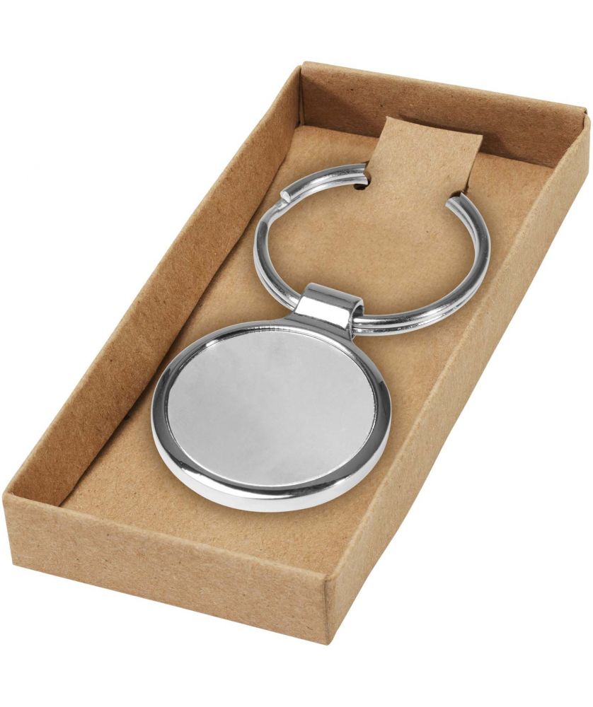 Porte-clés rond en métal poli personnalisé