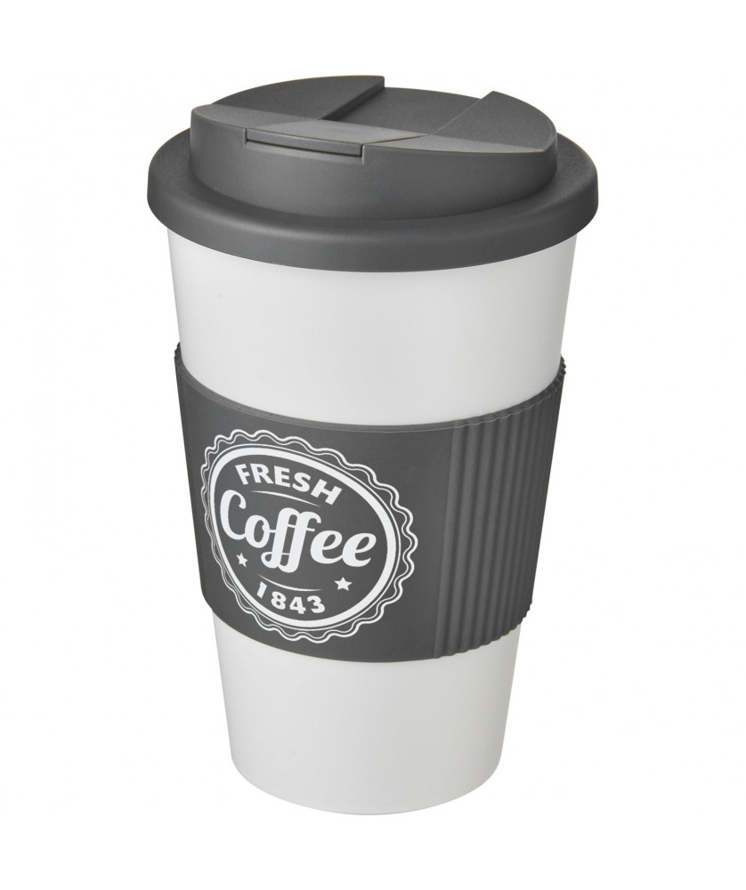 Mugs isothermes - Gobelet isolant Americano® 350ml avec bandeau antidérapant et couvercle anti-fuite | PRINTECOM