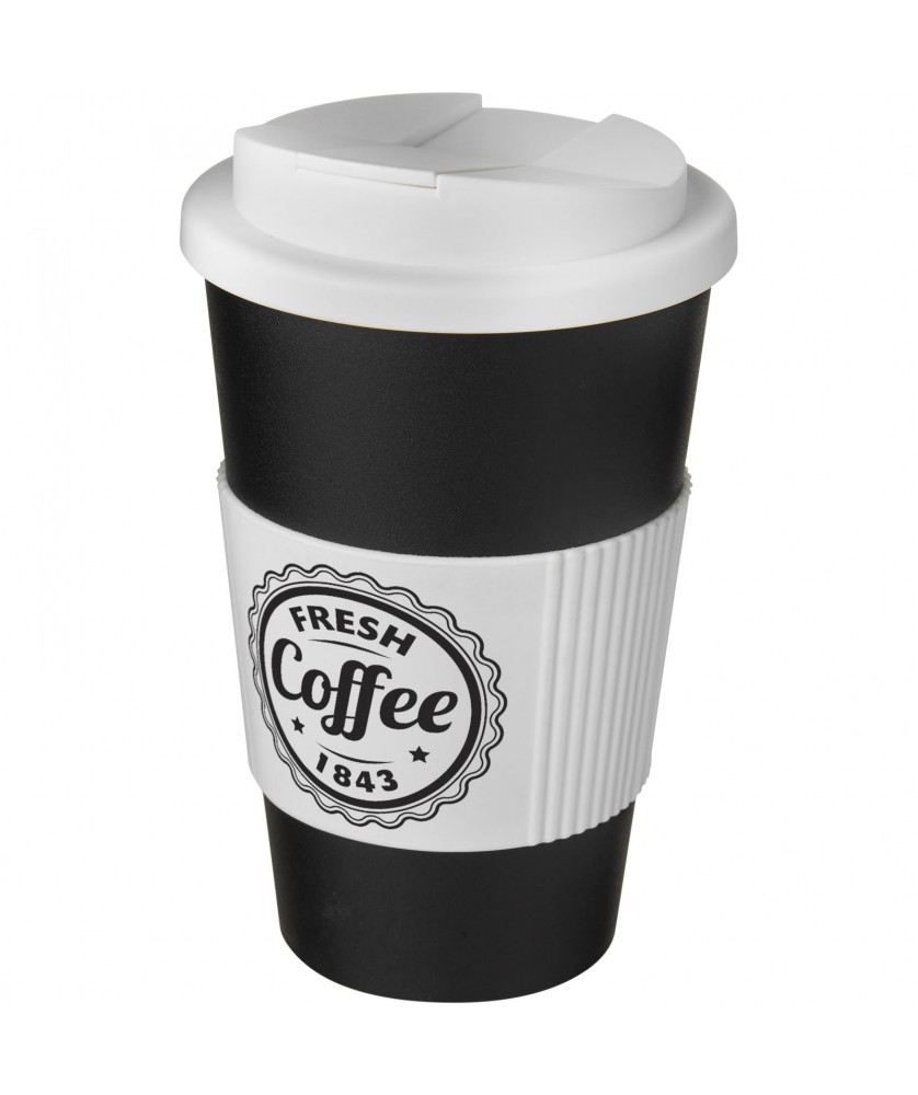 Mugs isothermes - Gobelet isolant Americano® 350ml avec bandeau antidérapant et couvercle anti-fuite | PRINTECOM