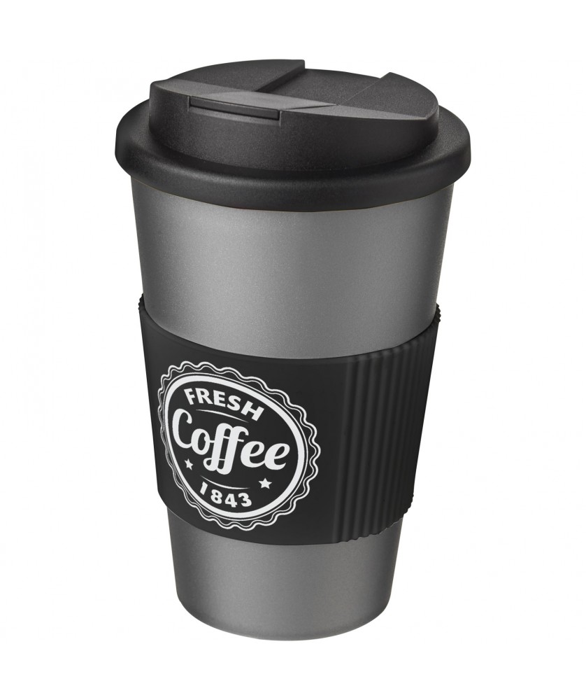Mugs isothermes - Gobelet isolant Americano® 350ml avec bandeau antidérapant et couvercle anti-fuite | PRINTECOM
